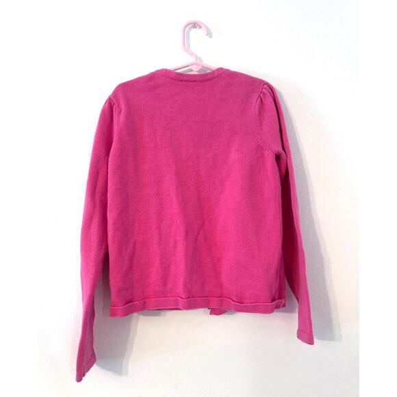 Gymboree Girls Pink Cardigan Sweater Size M 7/8 Flower Detail - Picture 3 of 6